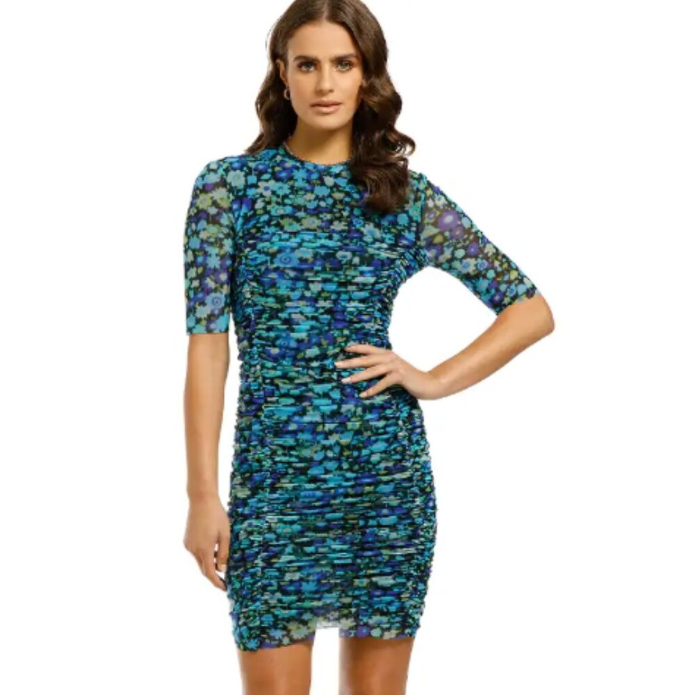 Ganni Printed Mesh Dress - Size 4/S